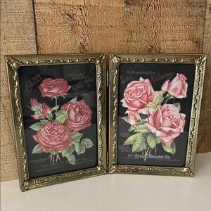 VTG Gold-toned Ornate Hinged Frames with Floral Accents